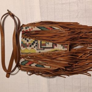 Madden Girl Embroidery Fringe Crossbody Purse